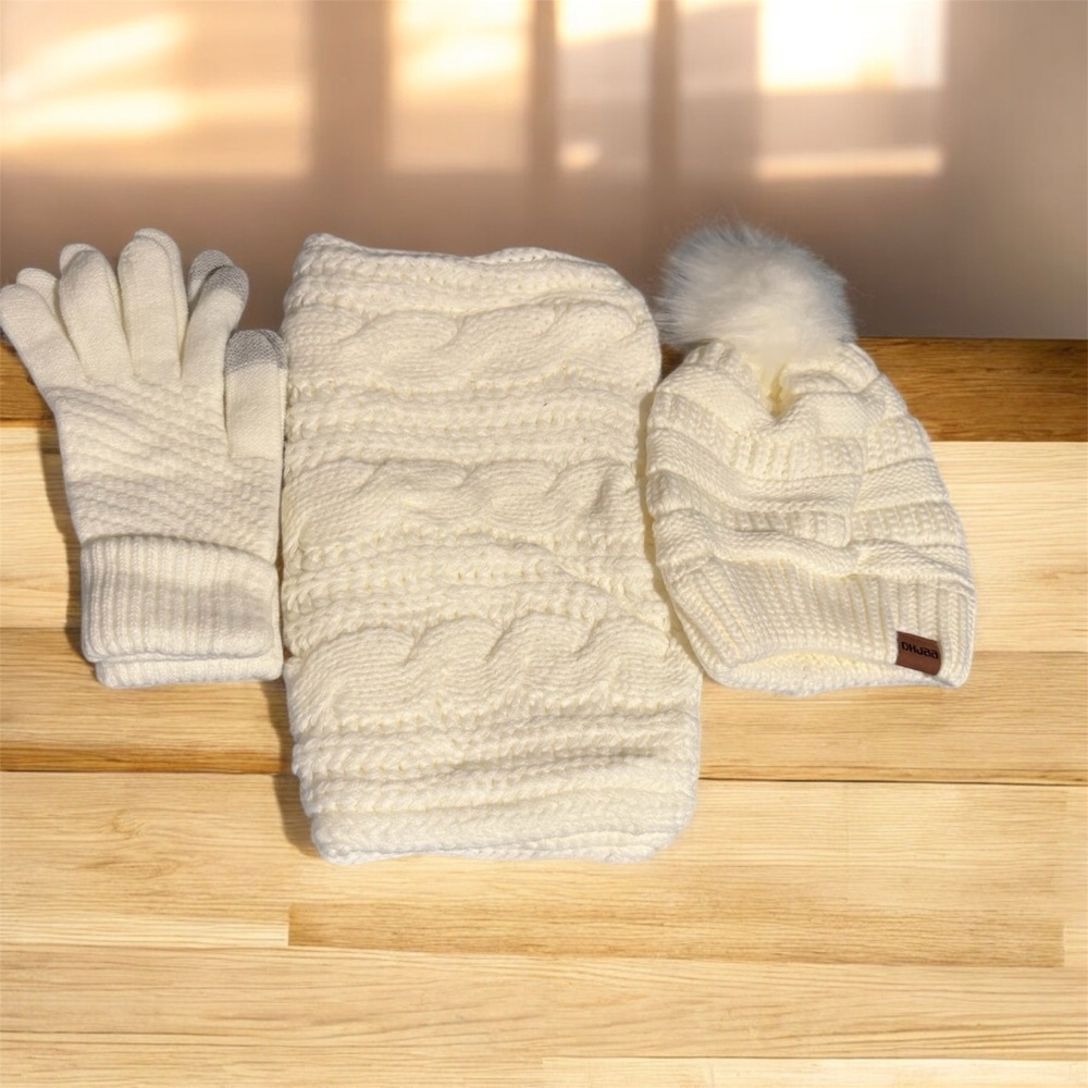 Cozy White Knit Winter Set